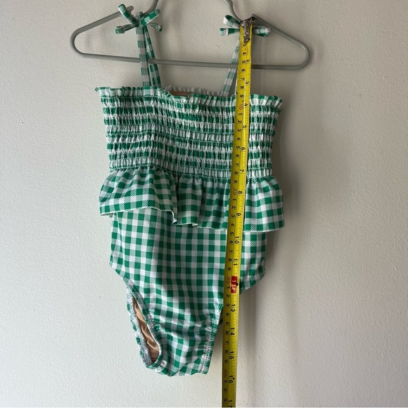 🌼 5/$25 Old Navy Baby Girl Green Gingham Smocked Ruffle Swimsuit 18–24M - Picture 7 of 7